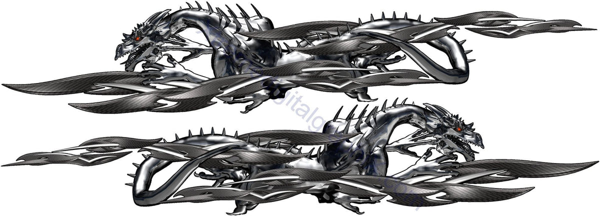 metal style tribal dragons decals kit for trucks